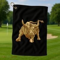 Gold Bitcoin Bull Golf Towel thumb 1
