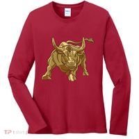 Gold Bitcoin Bull Women's Long Sleeve Shirt thumb 0