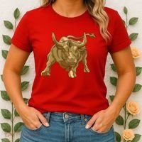 Gold Bitcoin Bull Women's T-Shirt thumb 2