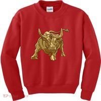 Gold Bitcoin Bull Kids Sweatshirt thumb 0