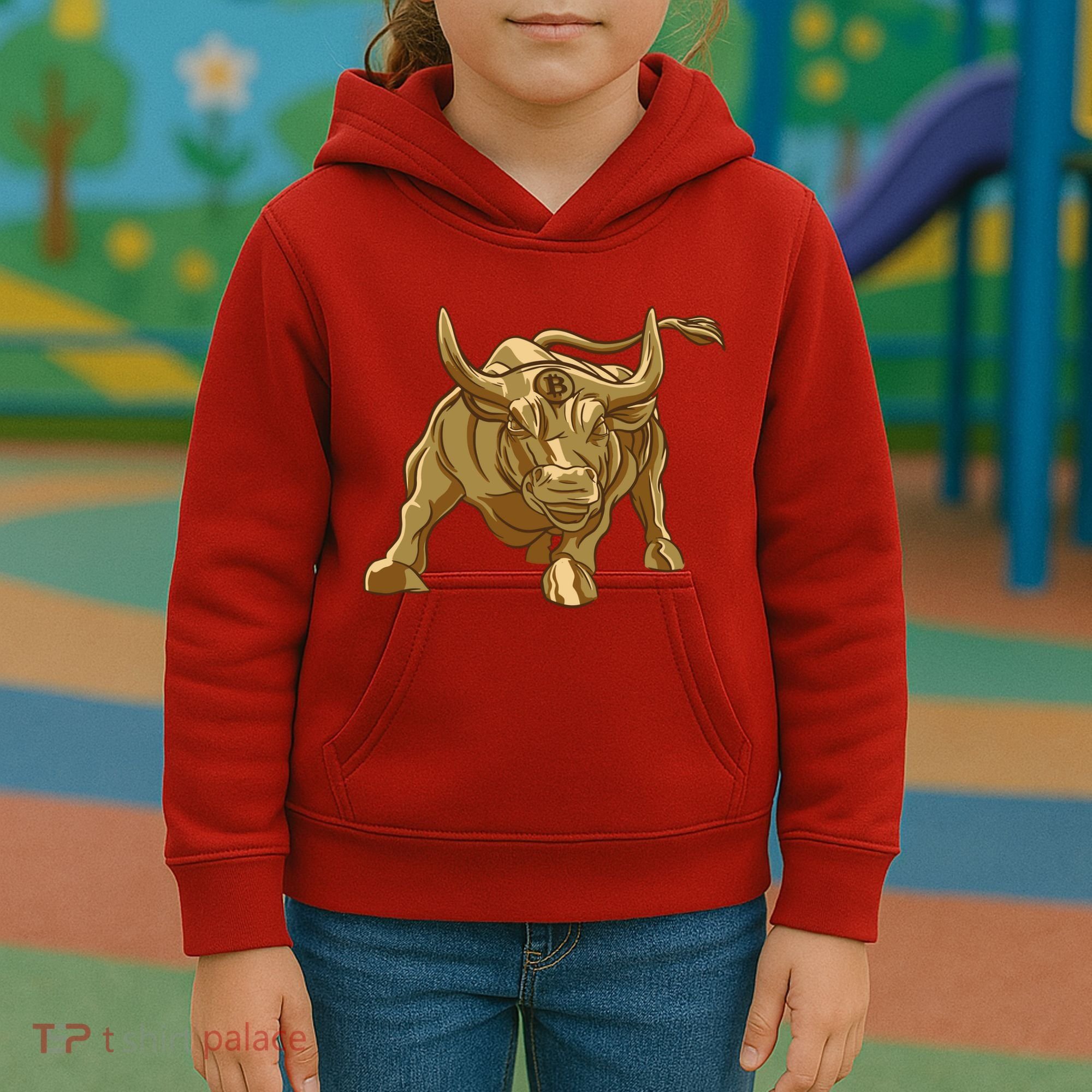 Gold Bitcoin Bull Kids Hoodie