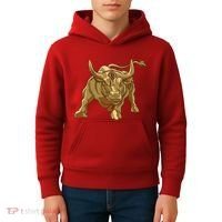 Gold Bitcoin Bull Kids Hoodie thumb 4