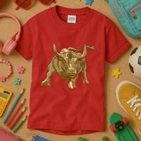 Gold Bitcoin Bull Kids T-Shirt thumb 3