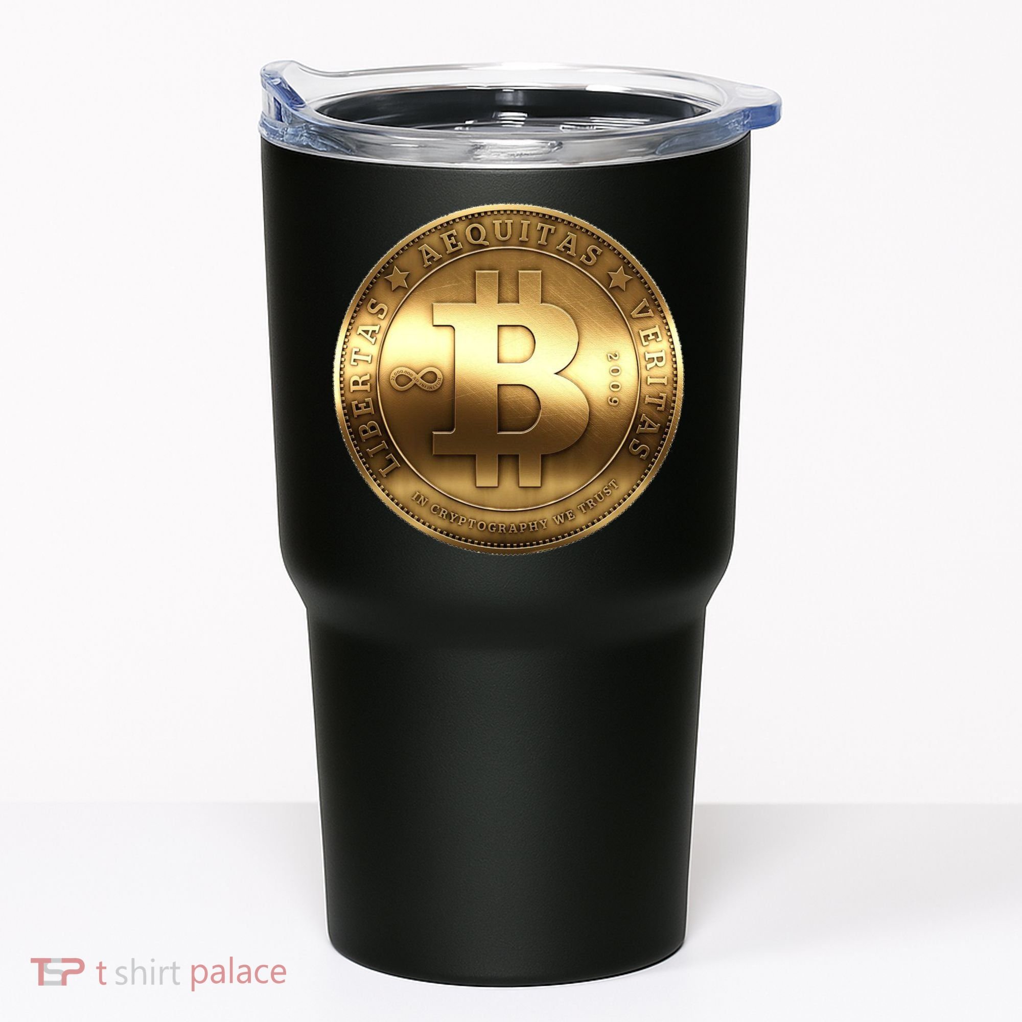 Gold Bitcoin Crypto Currency Tumbler