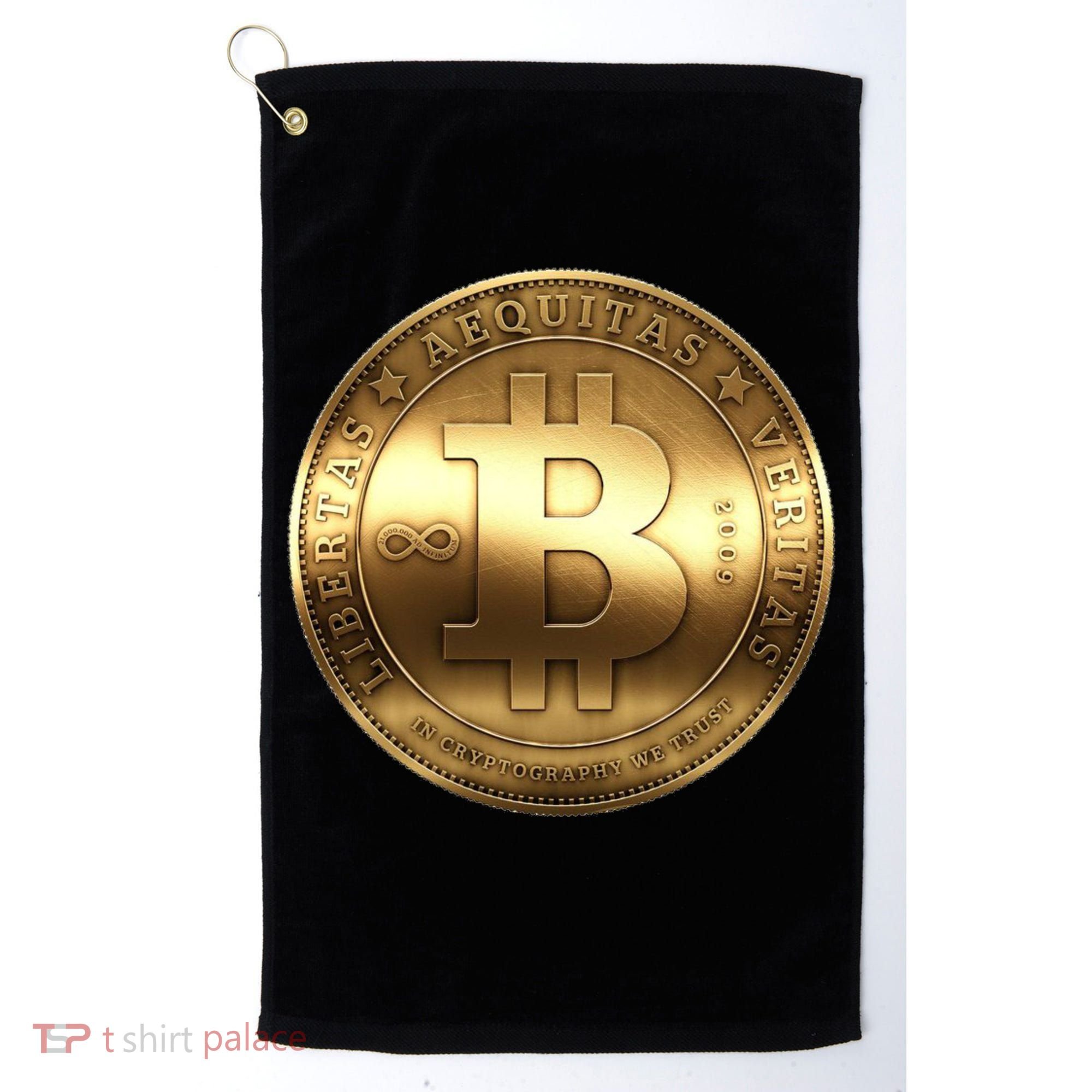 Gold Bitcoin Crypto Currency Golf Towel