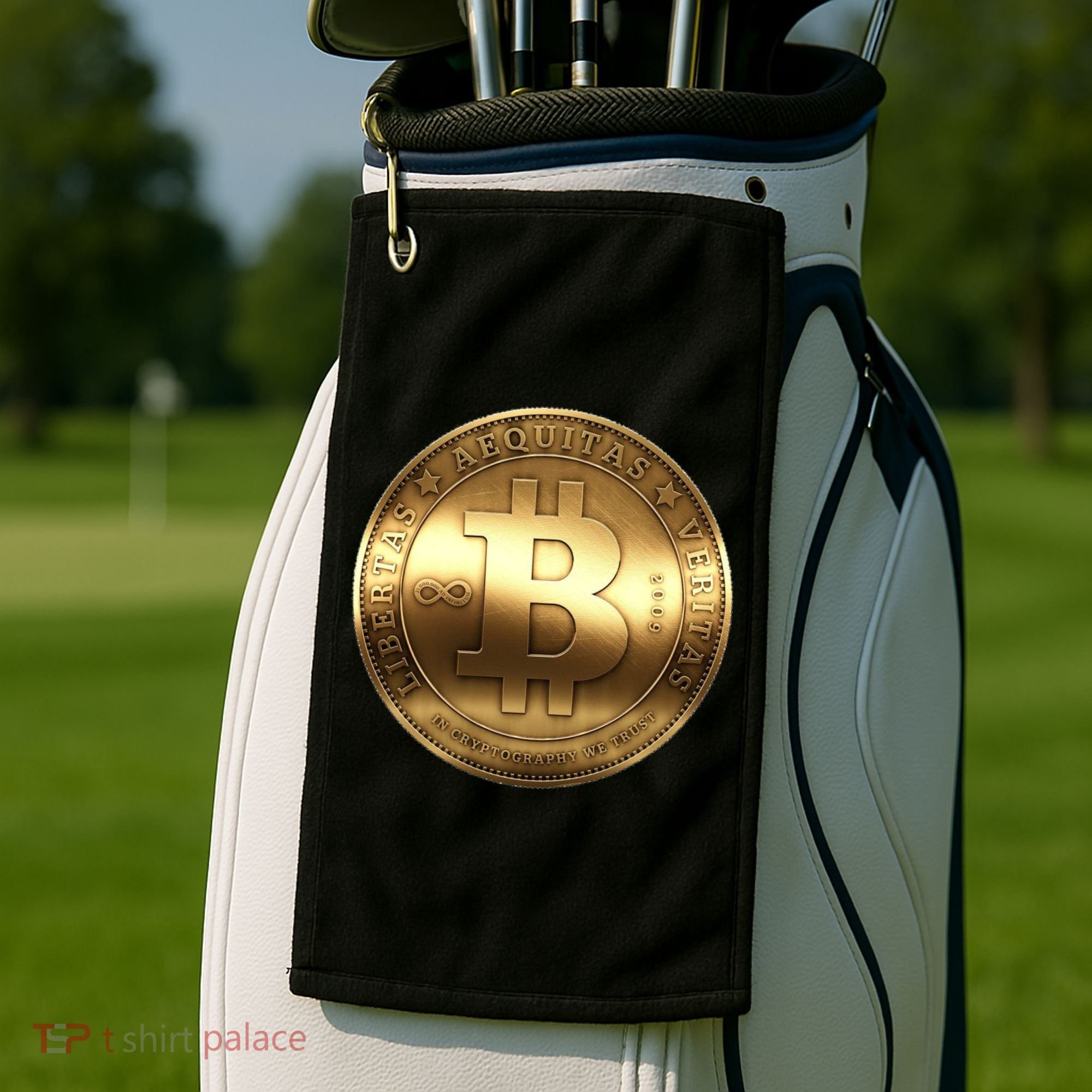Gold Bitcoin Crypto Currency Golf Towel