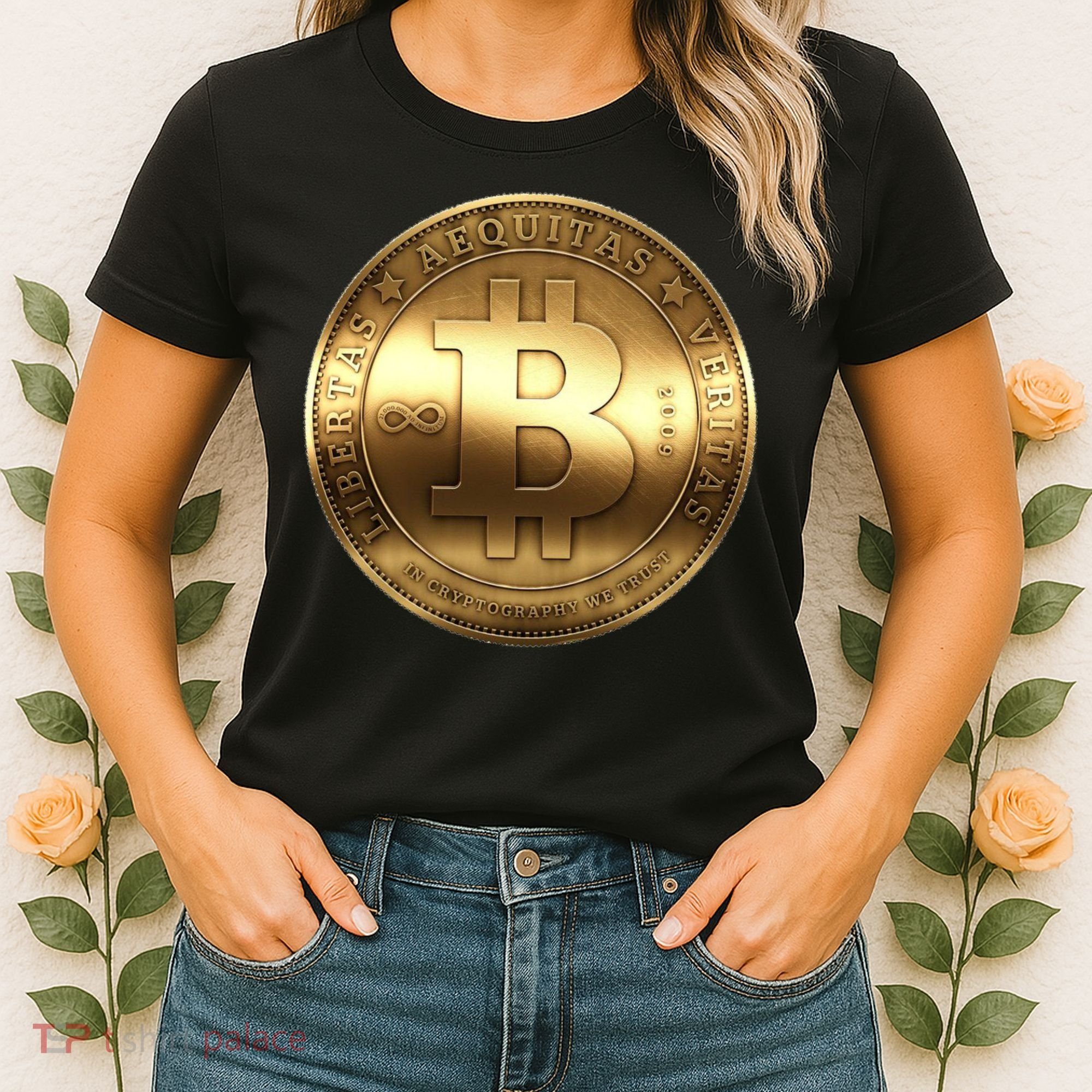 Gold Bitcoin Crypto Currency Women's T-Shirt