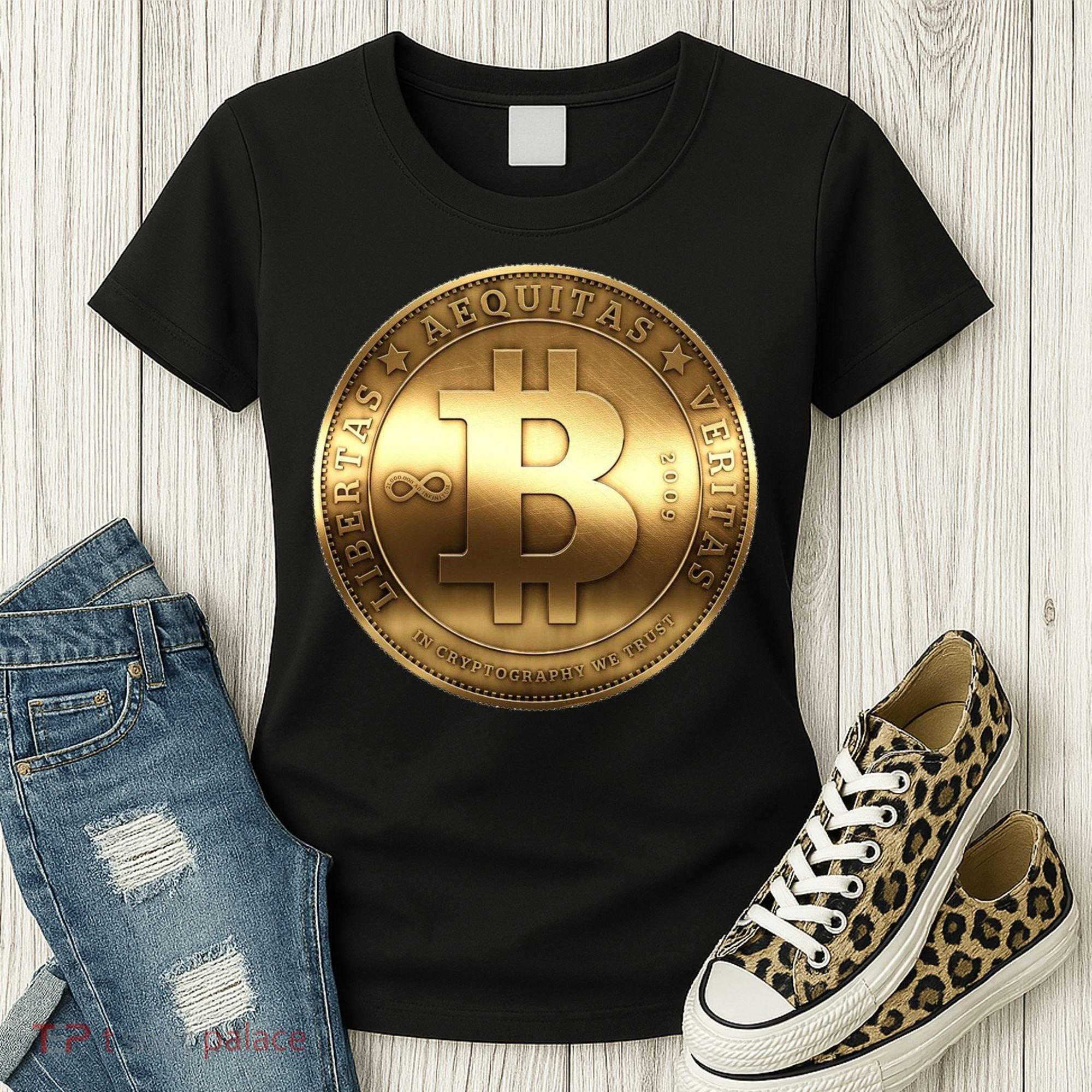 Gold Bitcoin Crypto Currency Women's T-Shirt