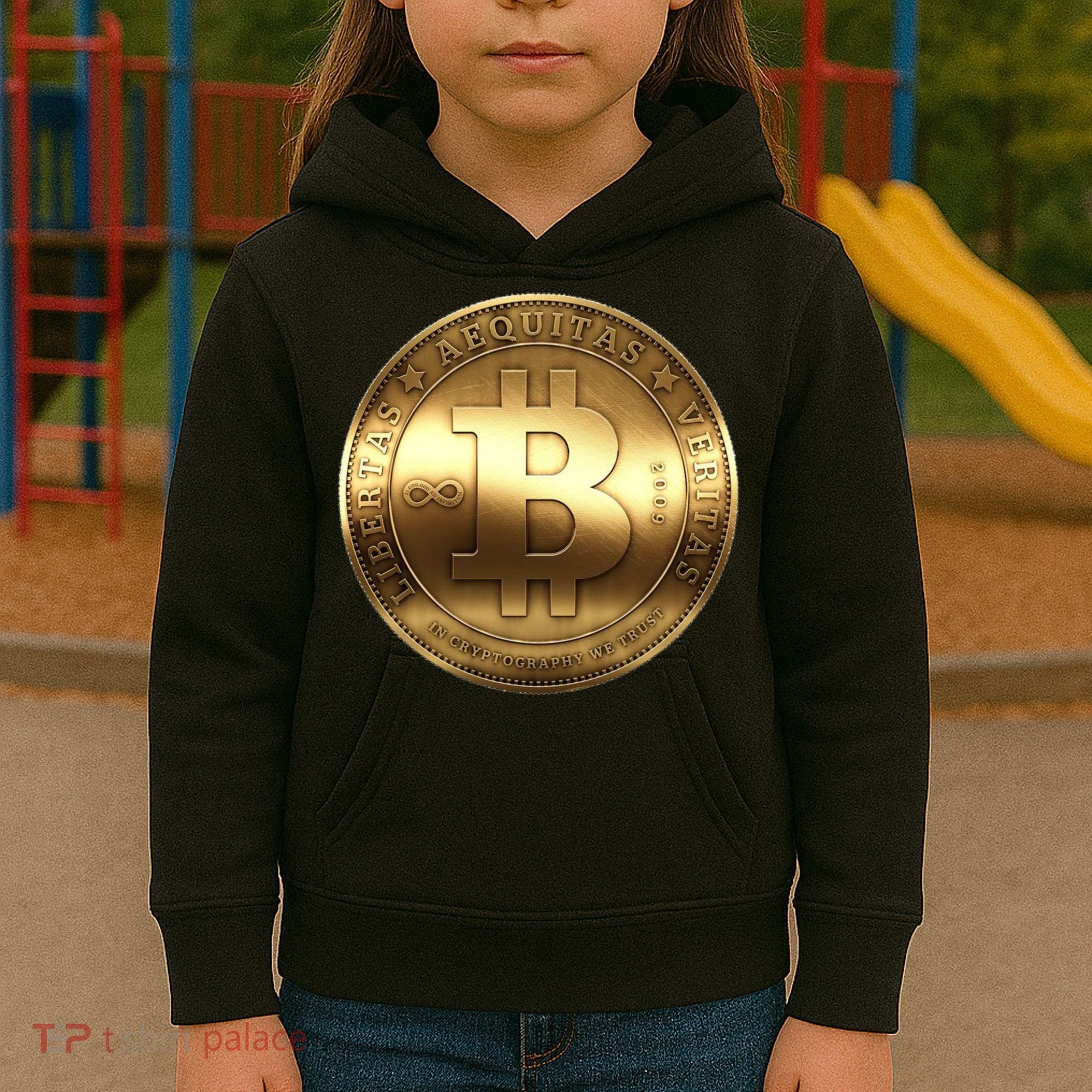 Gold Bitcoin Crypto Currency Kids Hoodie