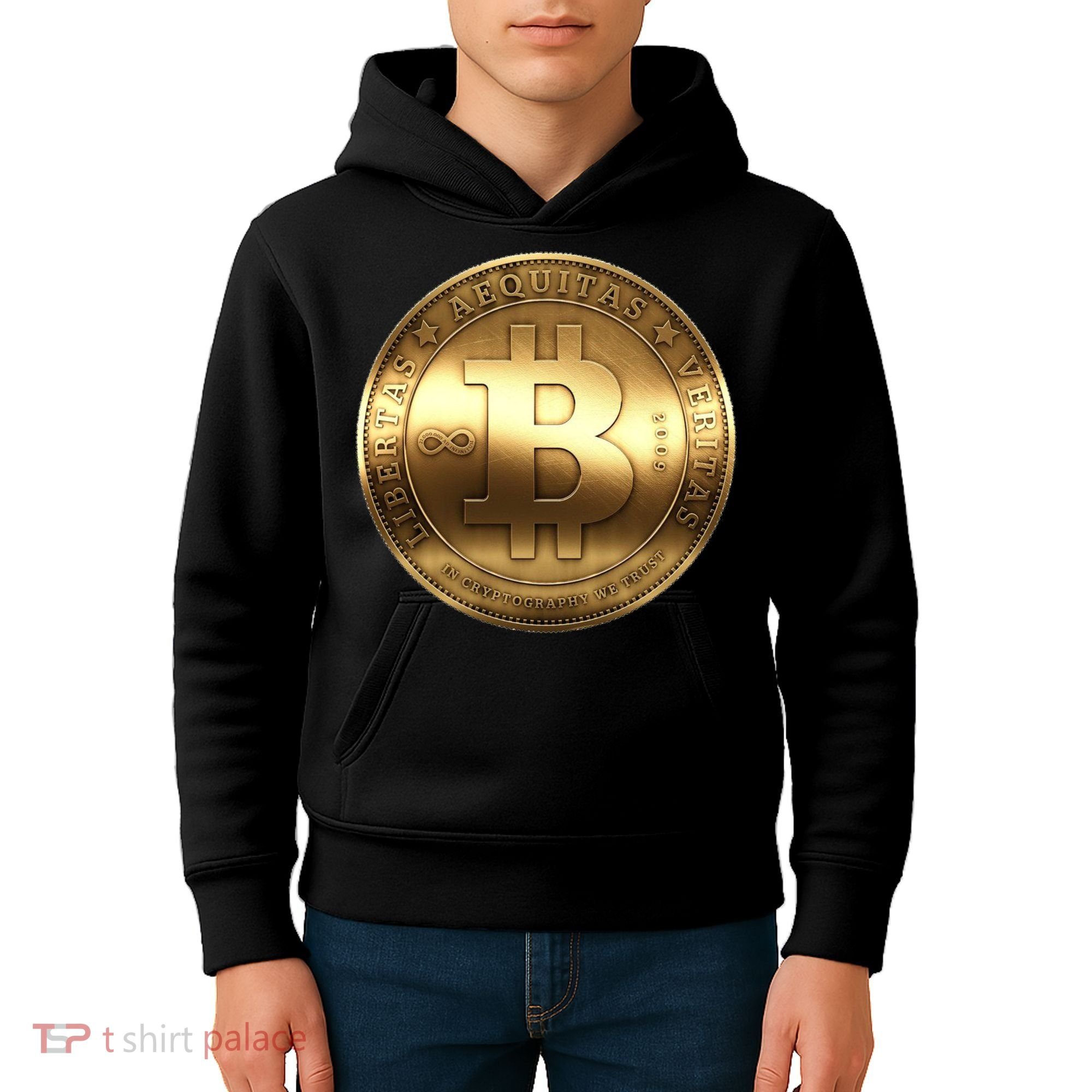 Gold Bitcoin Crypto Currency Kids Hoodie