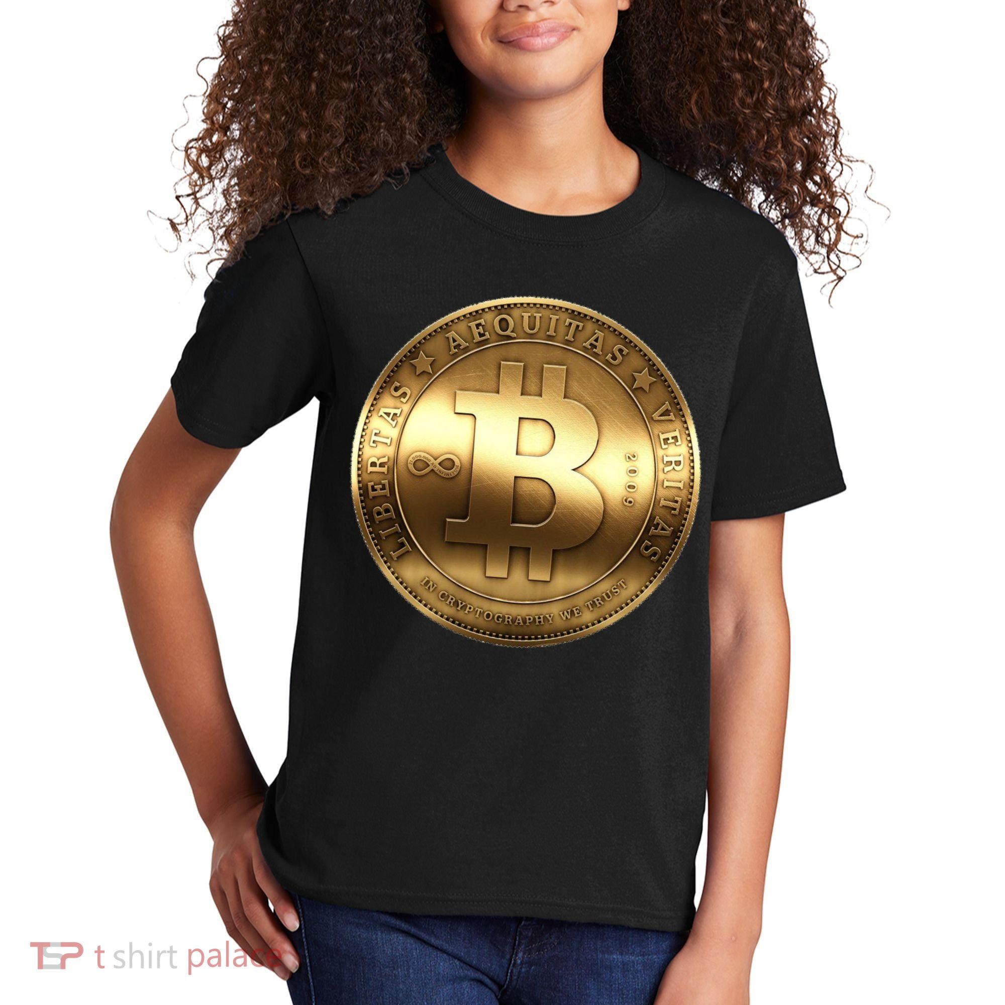 Gold Bitcoin Crypto Currency Kids T-Shirt