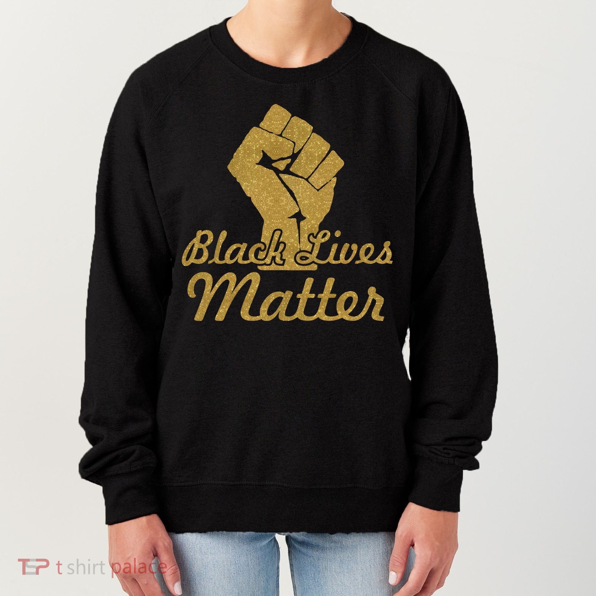 Gold Black Lives Matter Fist Logo Women's Sweatshirt