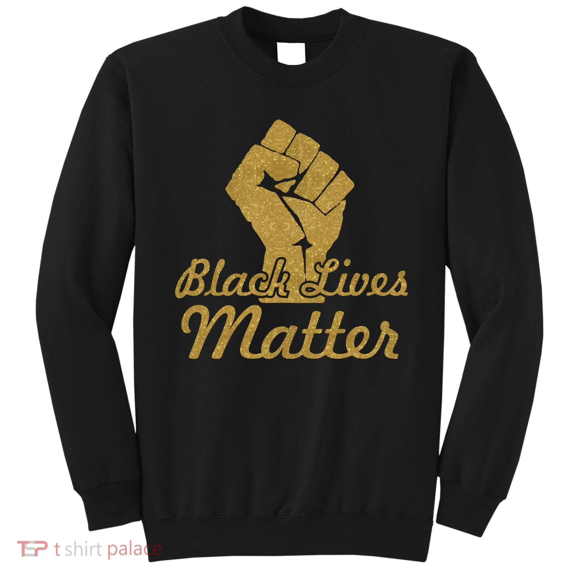 Gold Black Lives Matter Fist Logo Sweatshirt