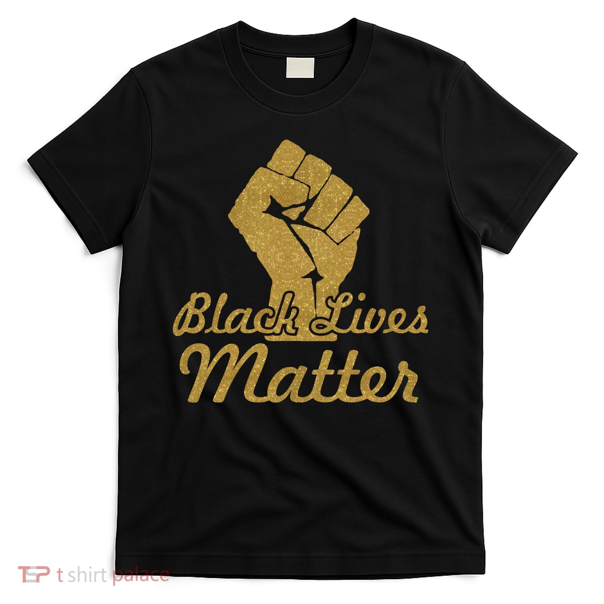 Gold Black Lives Matter Fist Logo T-Shirt