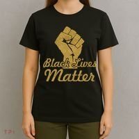 Gold Black Lives Matter Fist Logo T-Shirt thumb 4