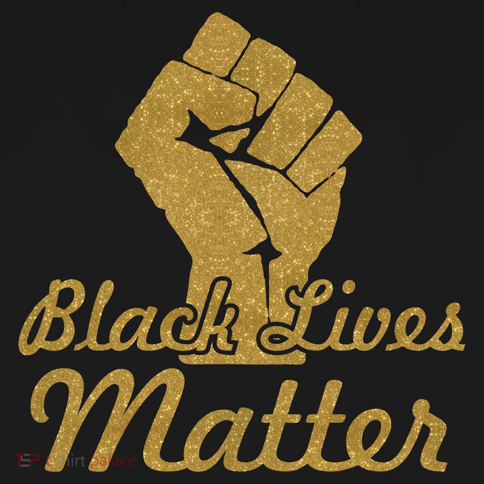 Gold Black Lives Matter Fist Logo T-Shirt