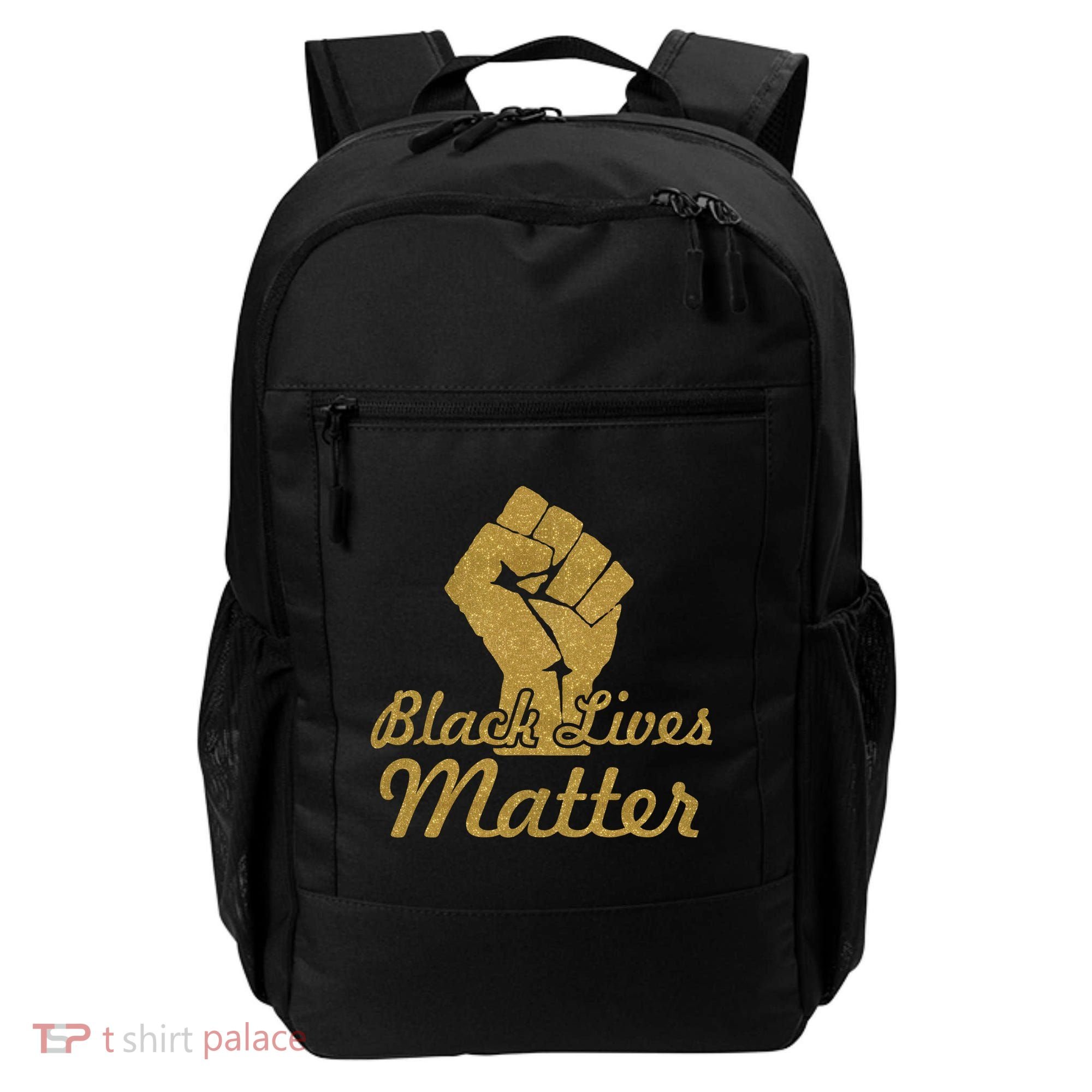 Gold Black Lives Matter Fist Logo Backpack