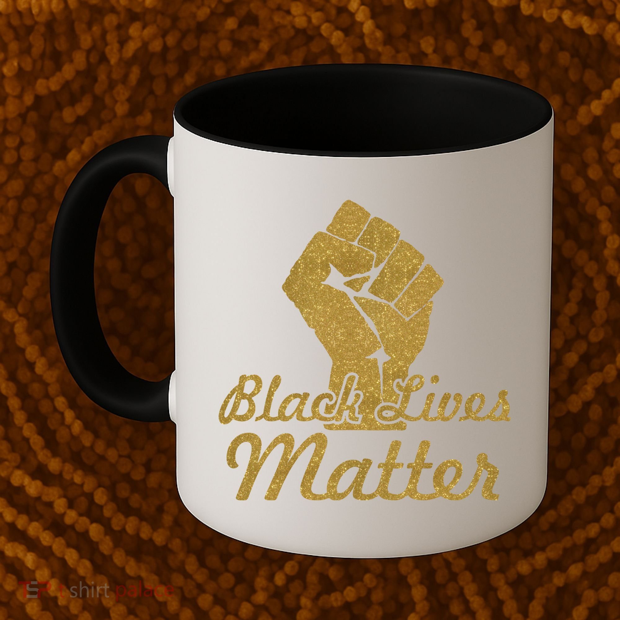 Gold Black Lives Matter Fist Logo Coffee Mug
