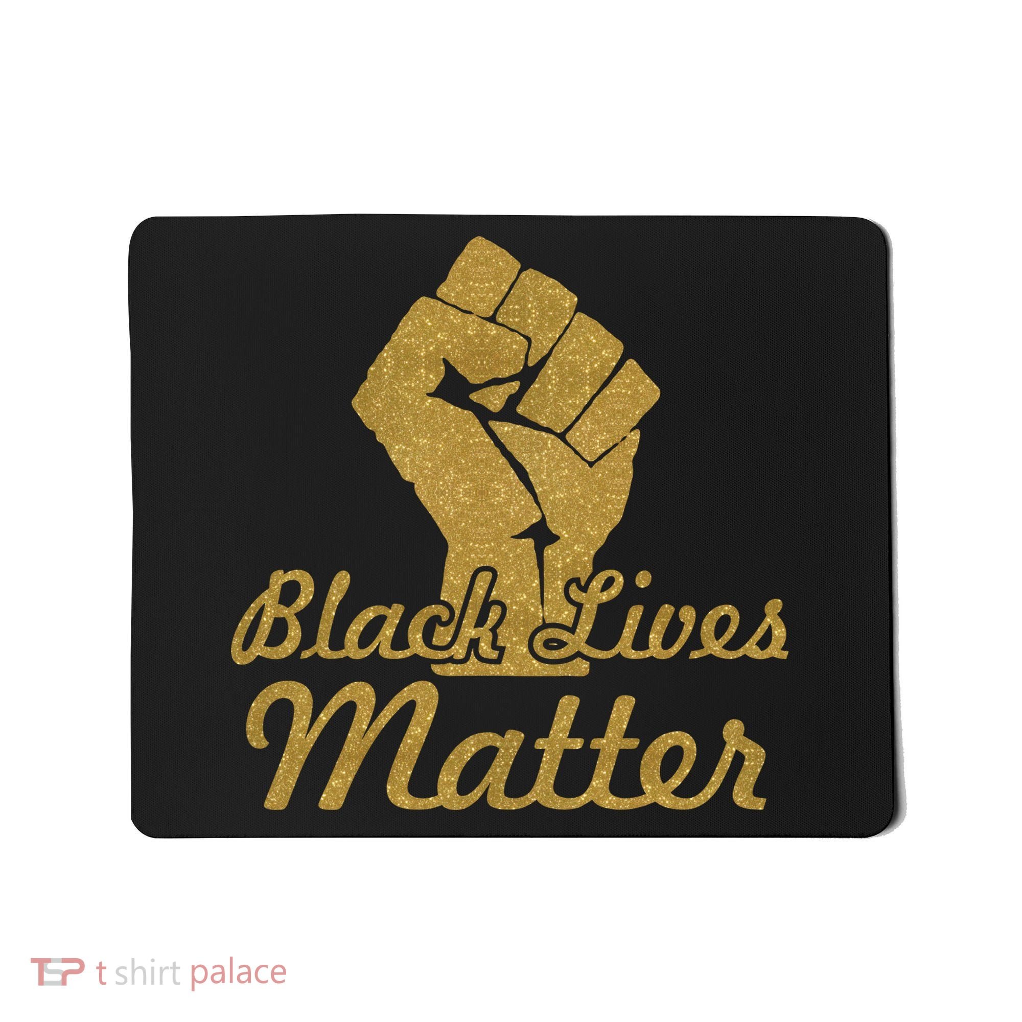 Gold Black Lives Matter Fist Logo Mousepad