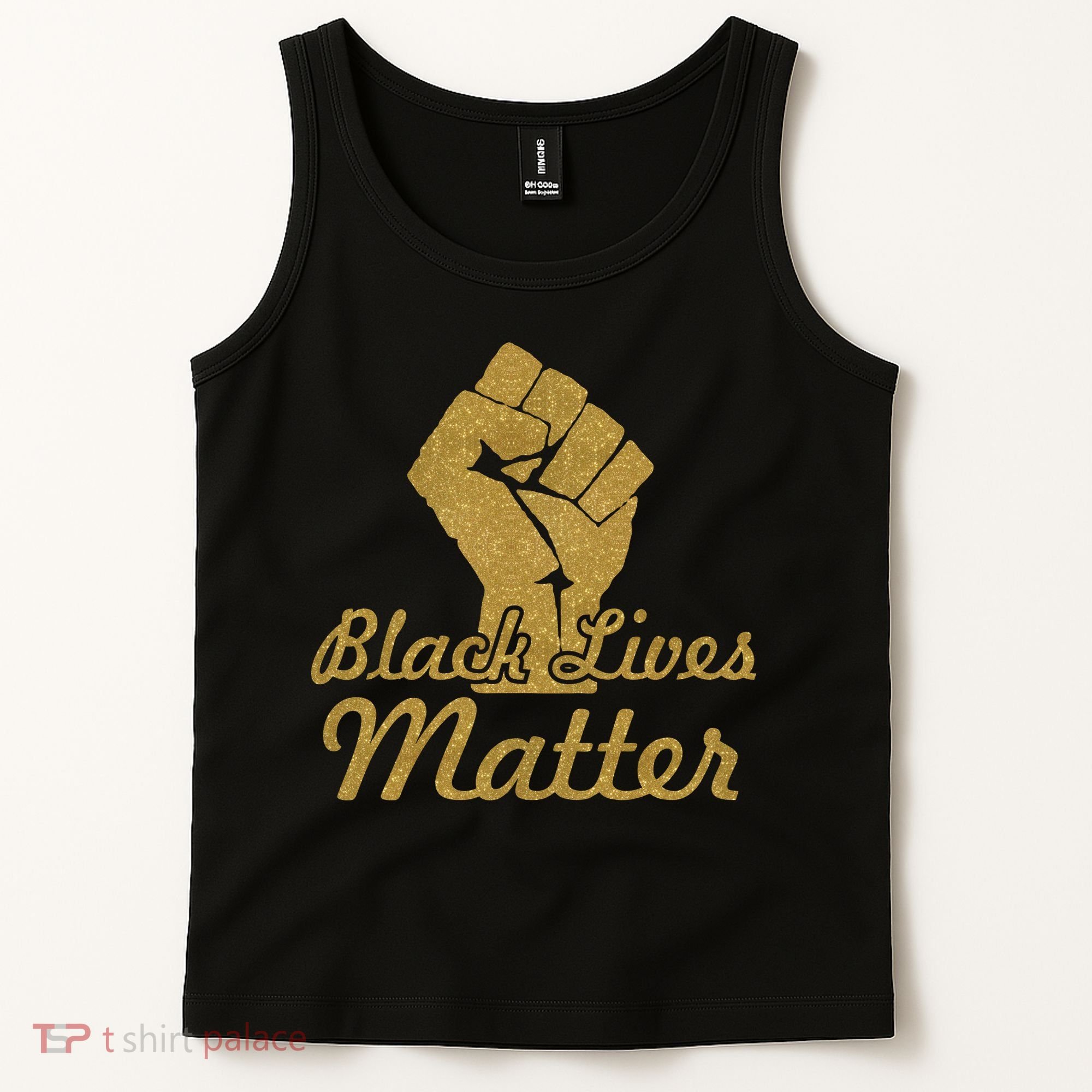 Gold Black Lives Matter Fist Logo Tank Top