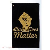 Gold Black Lives Matter Fist Logo Golf Towel thumb 0