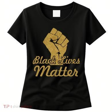 Gold Black Lives Matter Fist Logo Women's T-Shirt