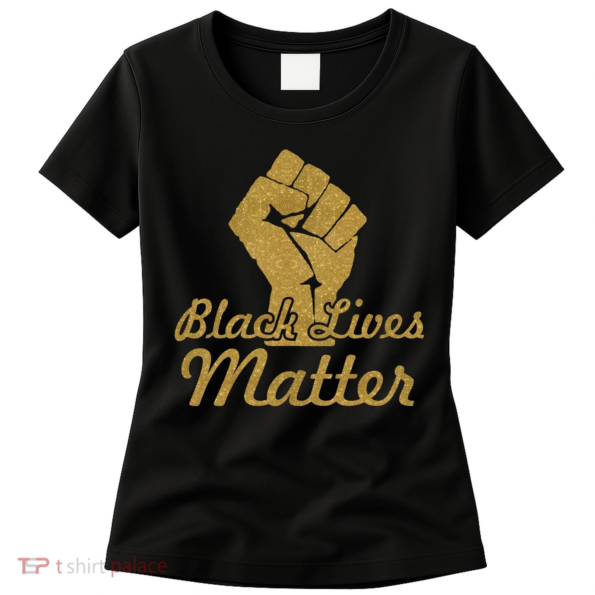 Gold Black Lives Matter Fist Logo Women's T-Shirt