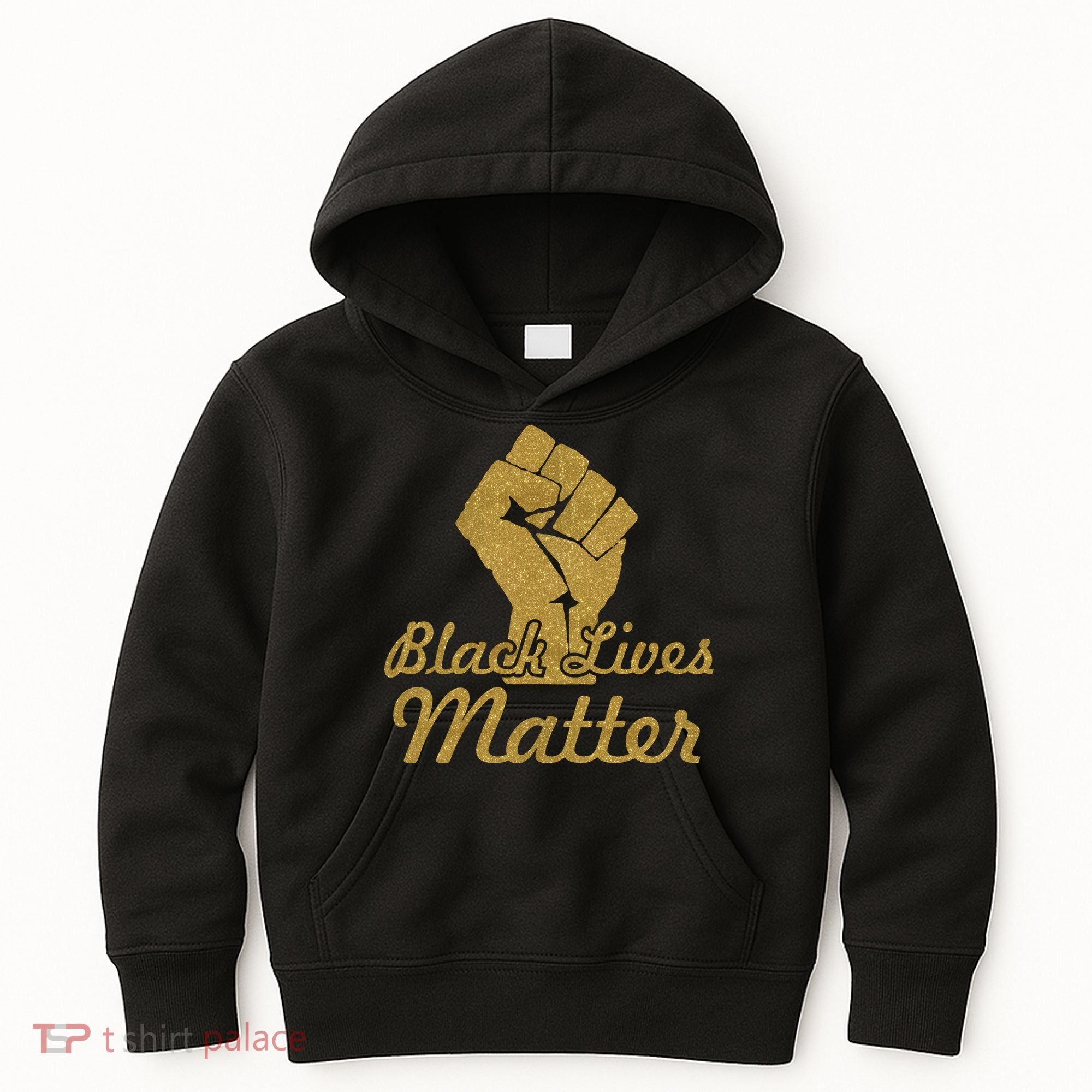 Gold Black Lives Matter Fist Logo Kids Hoodie