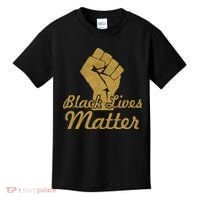 Gold Black Lives Matter Fist Logo Kids T-Shirt thumb 0