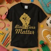 Gold Black Lives Matter Fist Logo Kids T-Shirt thumb 3
