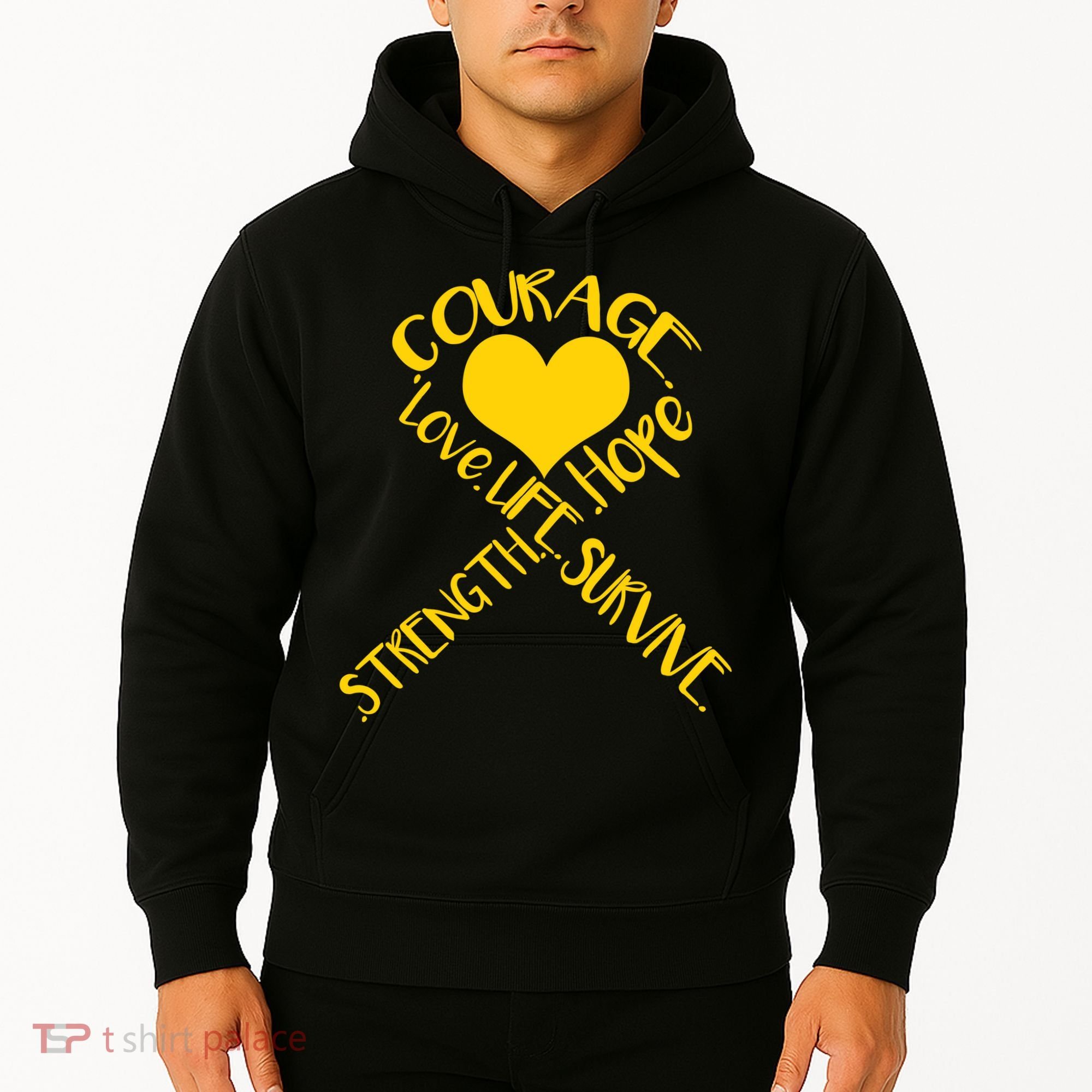 Gold Ribbon Of Words Tribute Hoodie