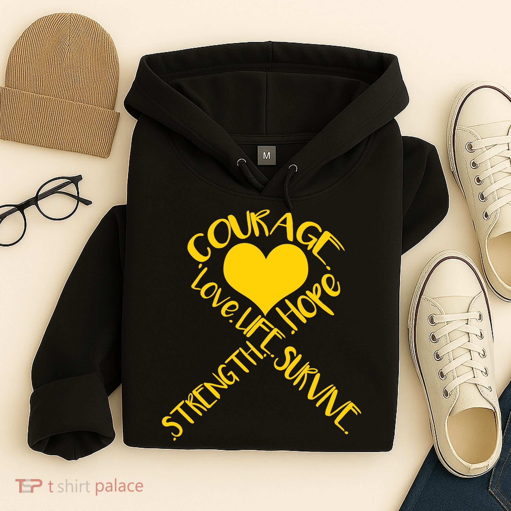 Gold Ribbon Of Words Tribute Hoodie