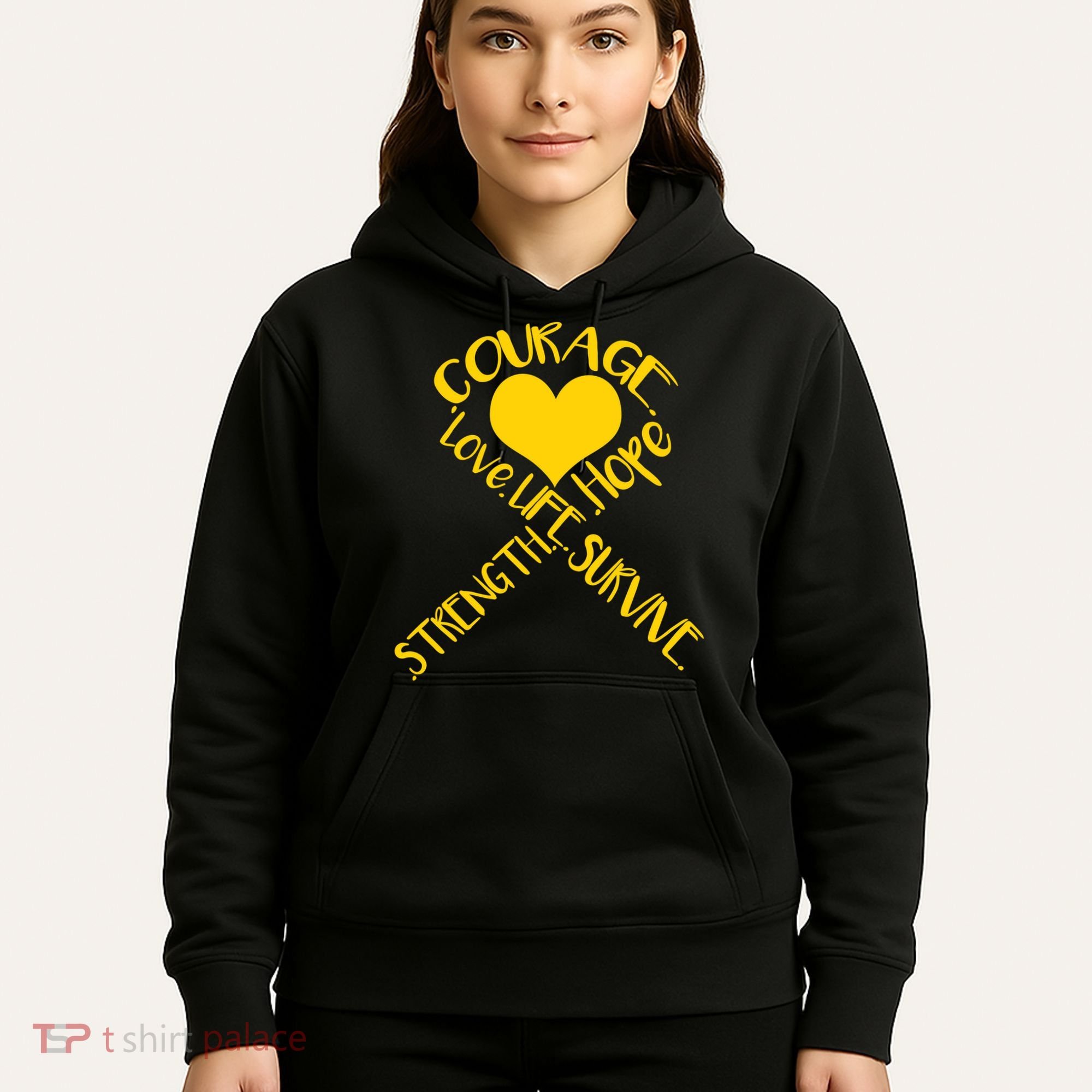 Gold Ribbon Of Words Tribute Hoodie