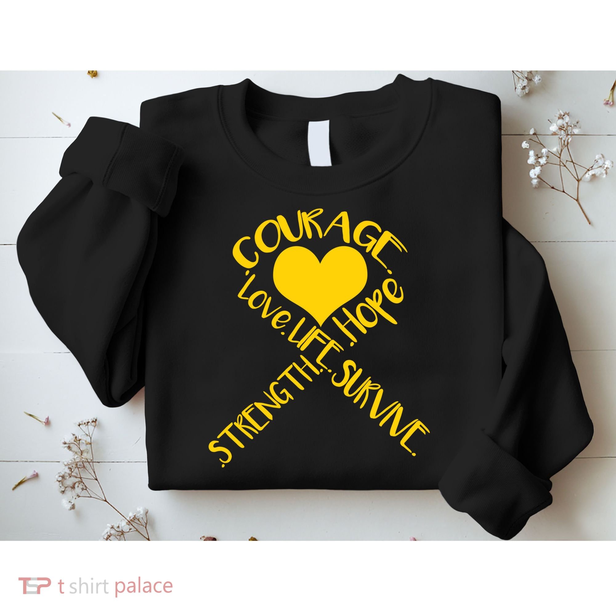 Gold Ribbon Of Words Tribute Sweatshirt