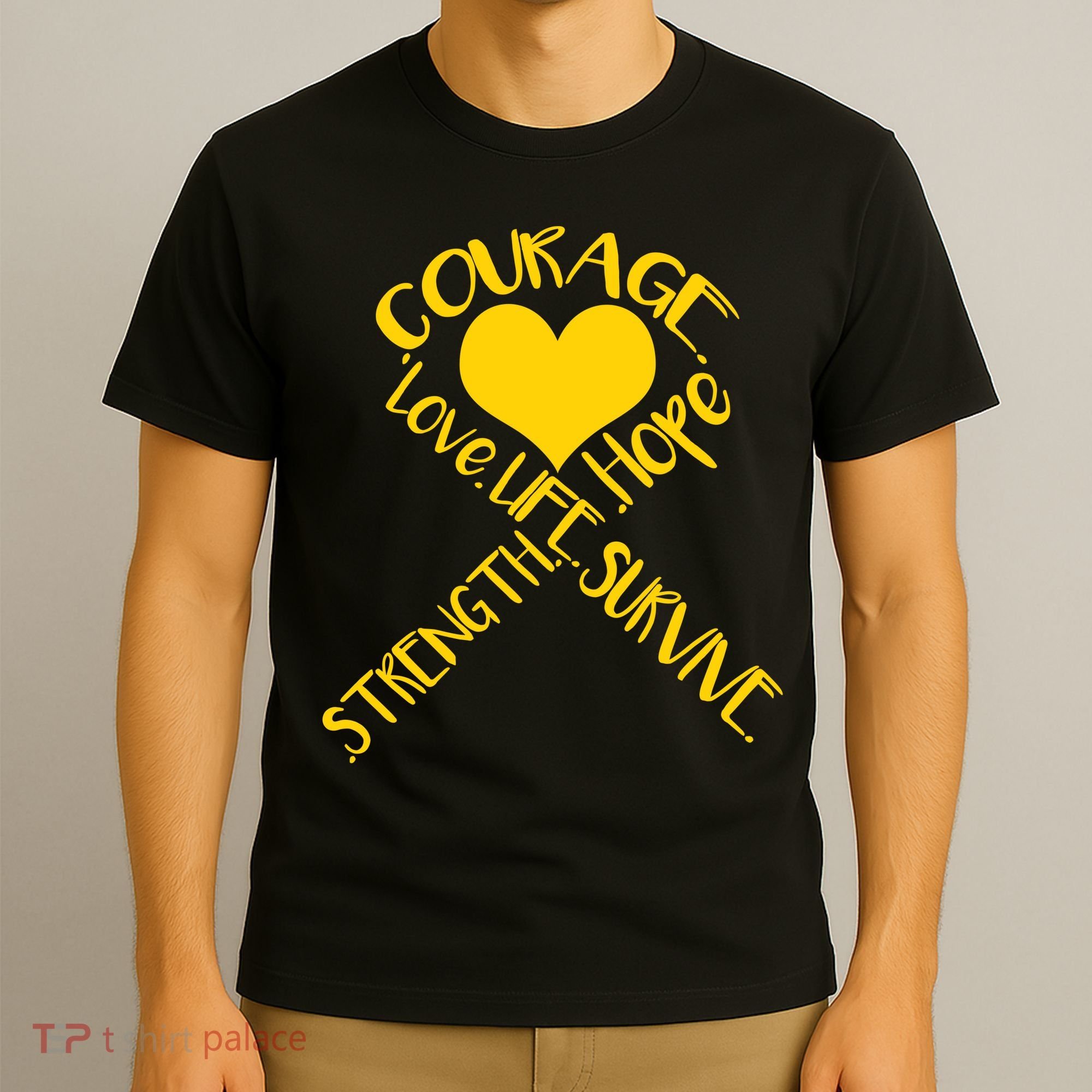 Gold Ribbon Of Words Tribute T-Shirt