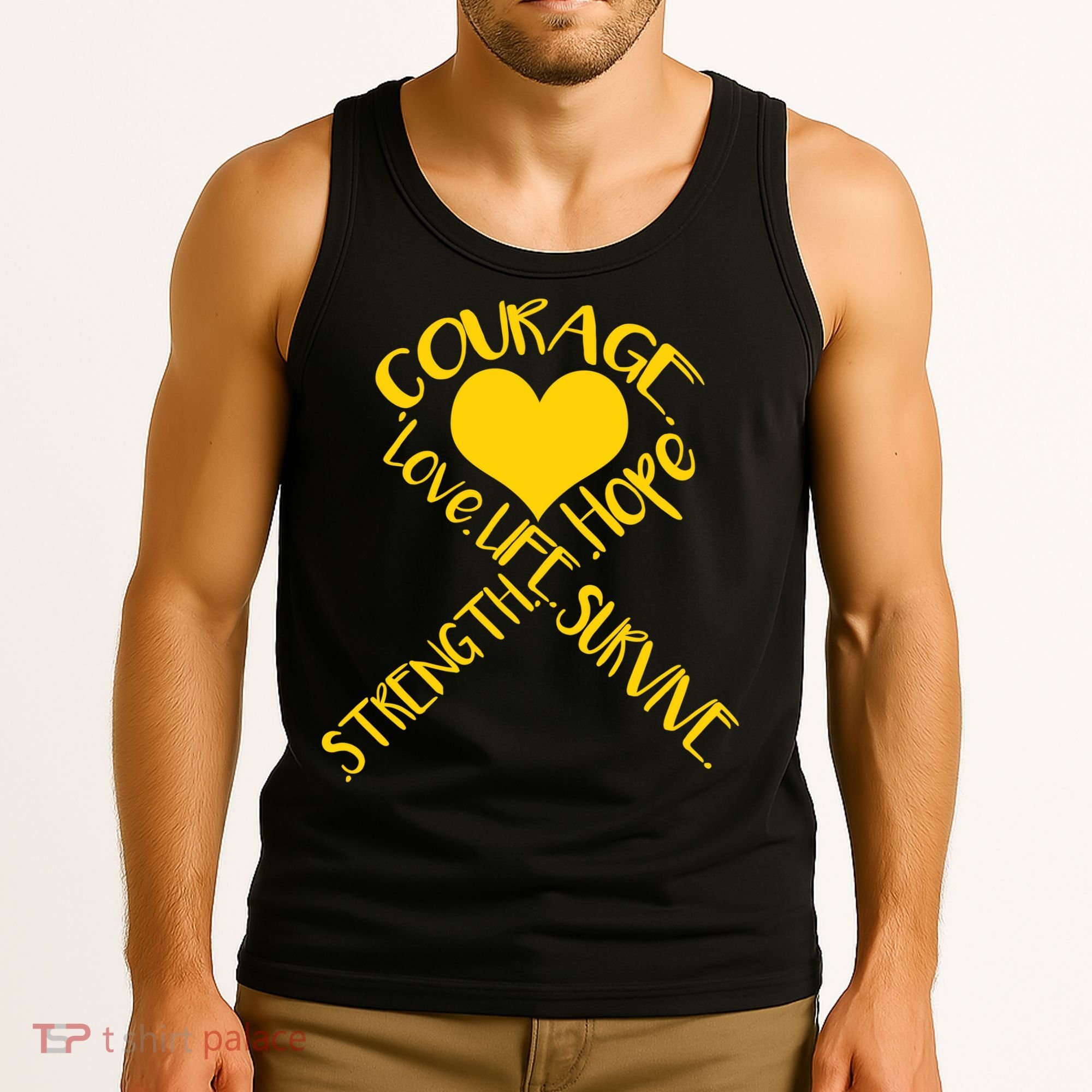 Gold Ribbon Of Words Tribute Tank Top
