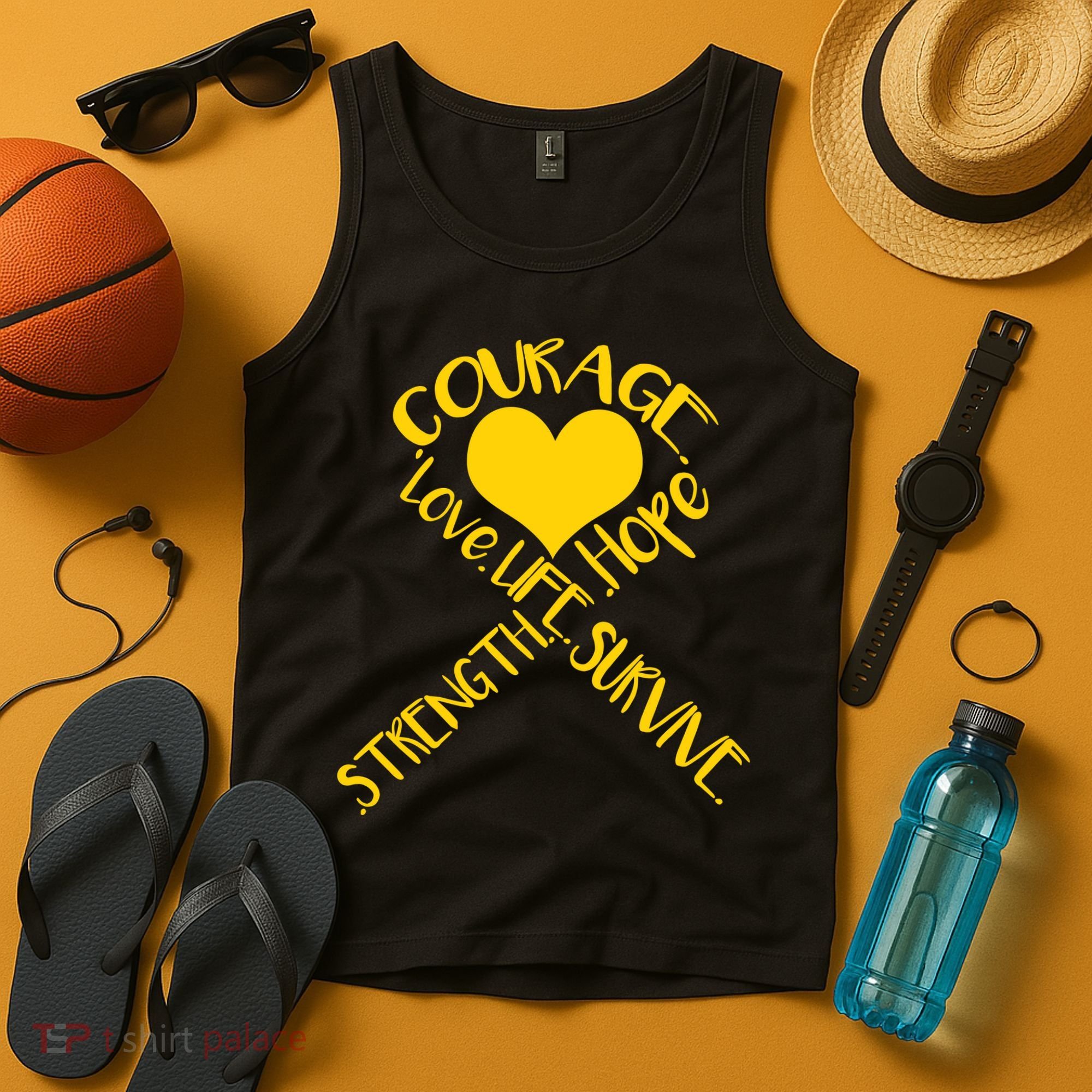 Gold Ribbon Of Words Tribute Tank Top