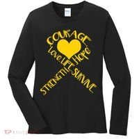 Gold Ribbon Of Words Tribute Women's Long Sleeve Shirt thumb 0