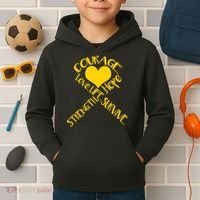 Gold Ribbon Of Words Tribute Kids Hoodie thumb 2