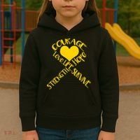 Gold Ribbon Of Words Tribute Kids Hoodie thumb 3