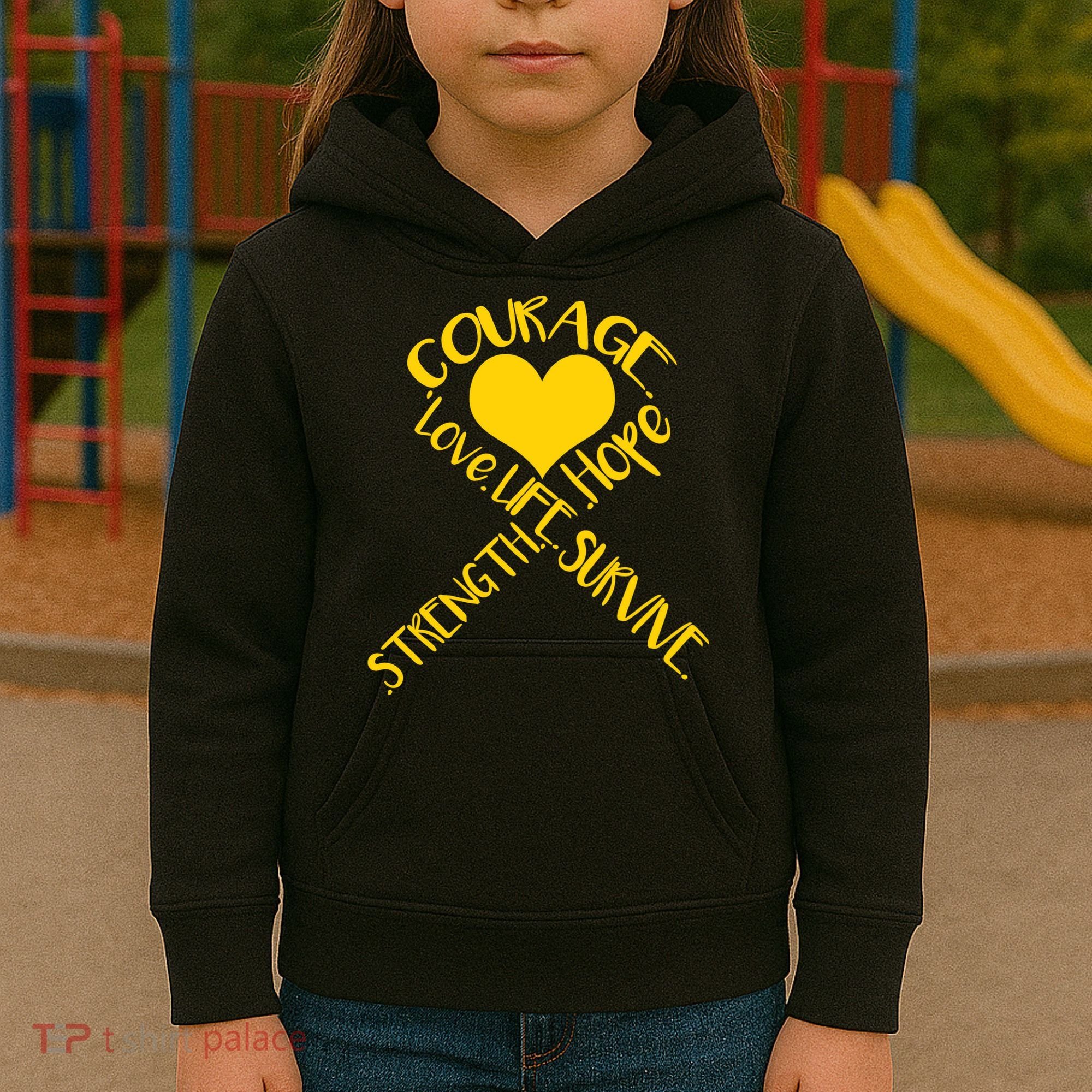 Gold Ribbon Of Words Tribute Kids Hoodie