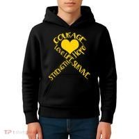 Gold Ribbon Of Words Tribute Kids Hoodie thumb 4