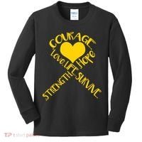 Gold Ribbon Of Words Tribute Kids Long Sleeve Shirt thumb 0