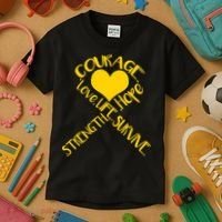 Gold Ribbon Of Words Tribute Kids T-Shirt thumb 3