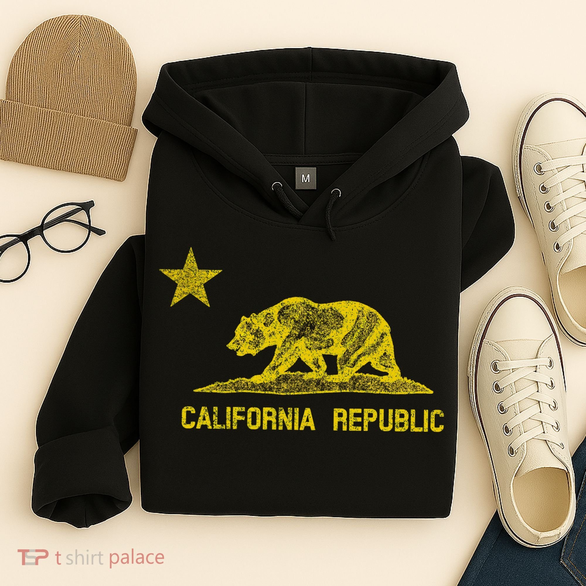 Golden California Republic Bear Flag Hoodie