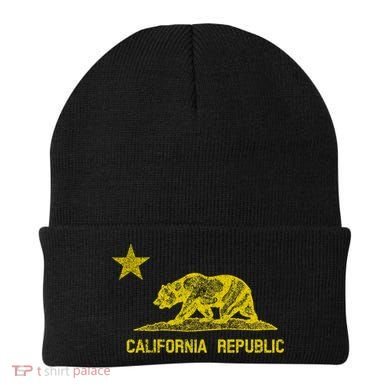Golden California Republic Bear Flag Beanie
