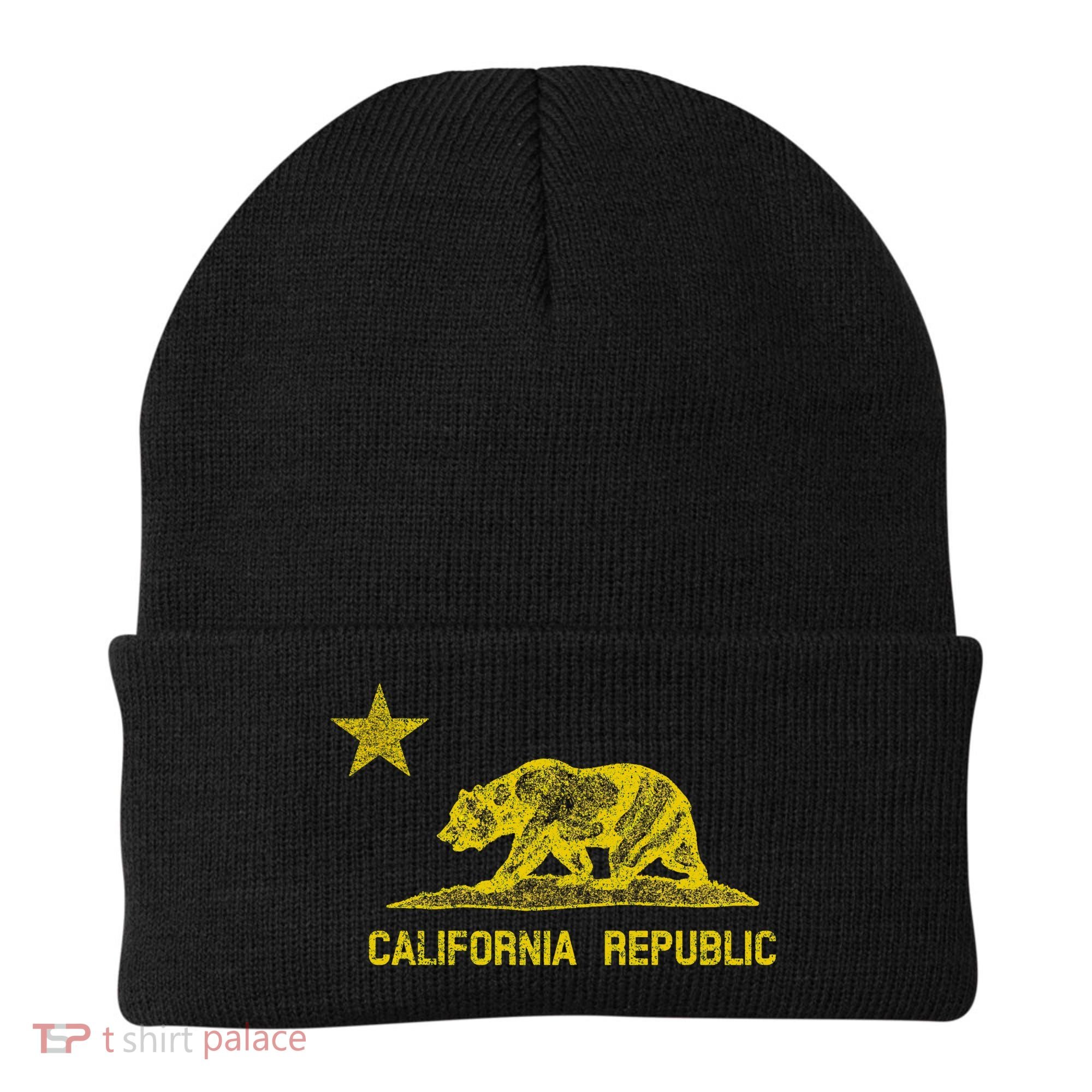 Golden California Republic Bear Flag Beanie