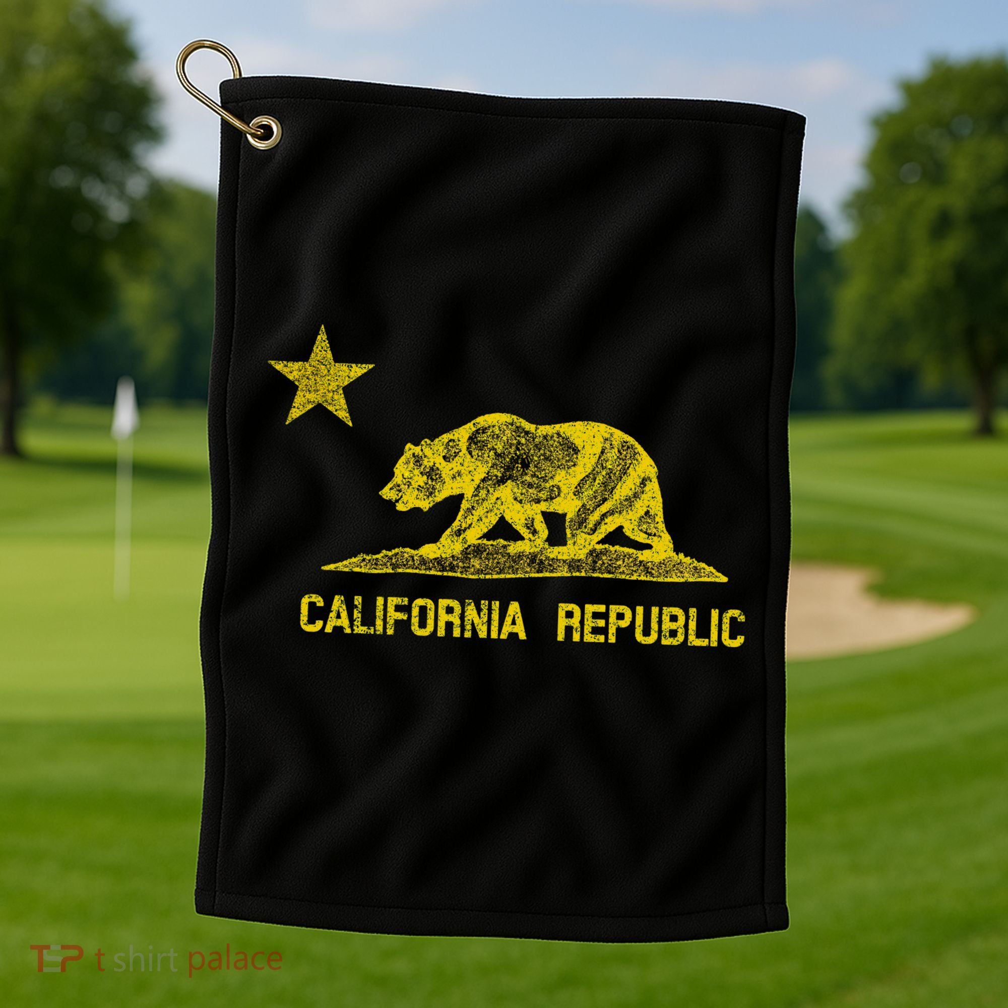 Golden California Republic Bear Flag Golf Towel
