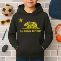 Golden California Republic Bear Flag Kids Hoodie thumb 2