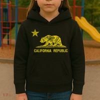 Golden California Republic Bear Flag Kids Hoodie thumb 3